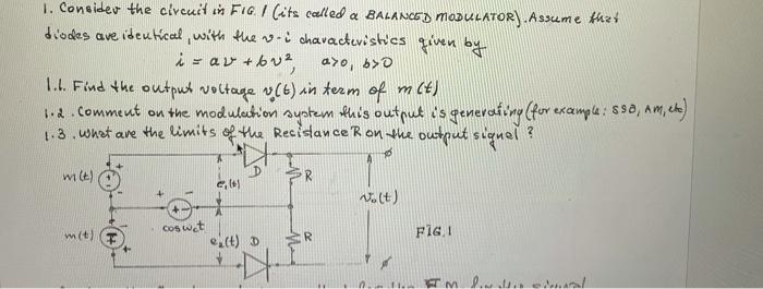 Solved 1. Consider the circuit in FIG I (its called a | Chegg.com