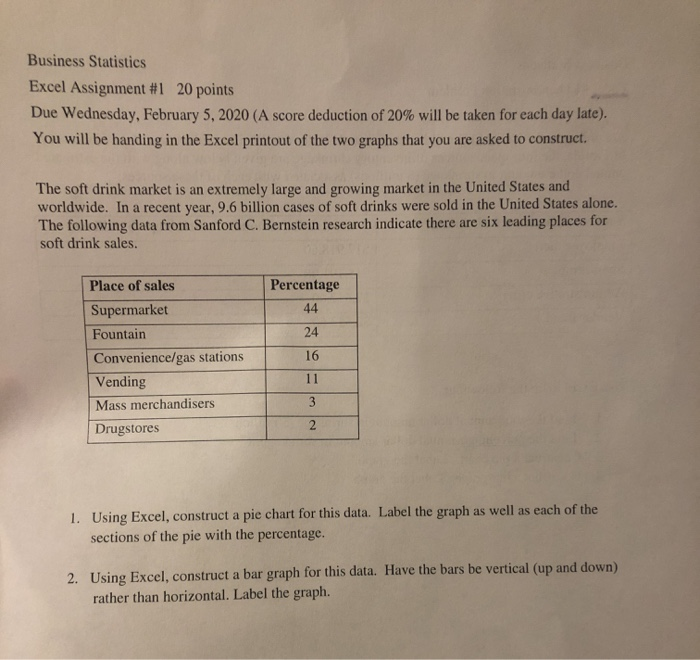 Business Homework Example Statistics Solved Business Statistics Excel Assignment #1 20 points Due | Chegg.com