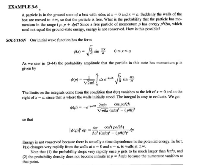 Solved EXAMPLE 3-6. A particle is in the ground state of a | Chegg.com