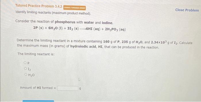 Solved Consider the reaction of phosphorus with water and | Chegg.com