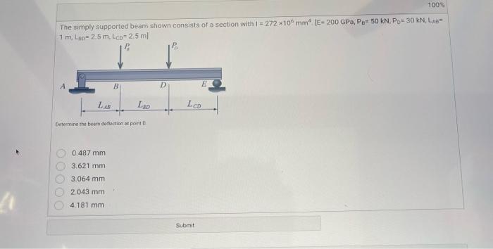 Solved The simply supported beam shown consists of a section | Chegg.com