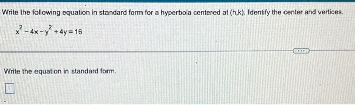 Solved Write the following equation in standard form for a | Chegg.com