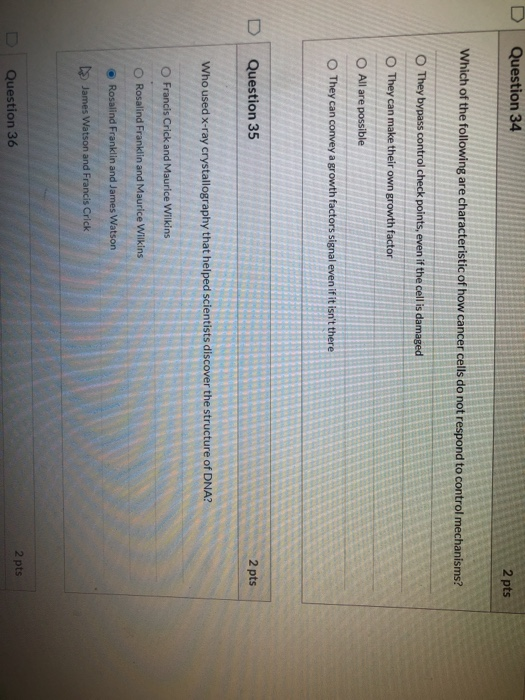 Solved Question 34 2 pts Which of the following are | Chegg.com