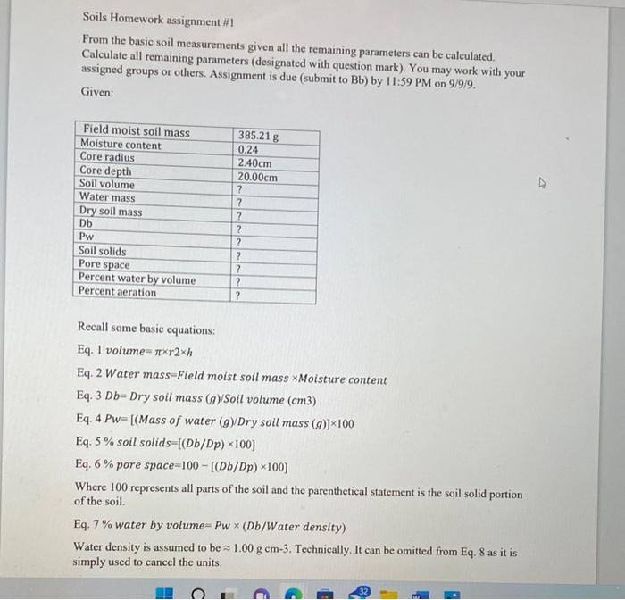 Soils Homework assignment #1 From the basic soil | Chegg.com