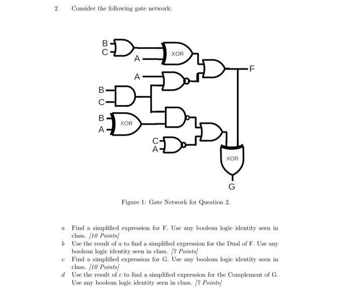 Solved 2 Consider the following gate network: Figure 1: Gate | Chegg.com