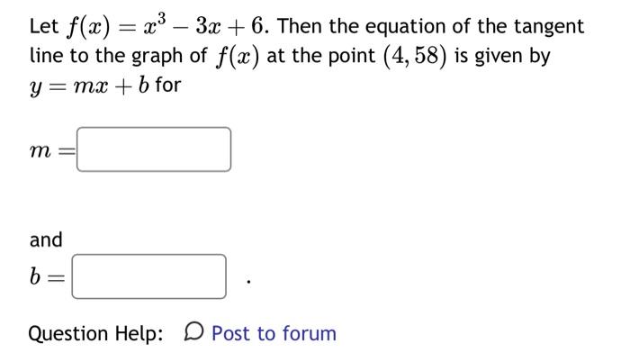 Solved Let F X X3−3x 6 Then The Equation Of The Tangent