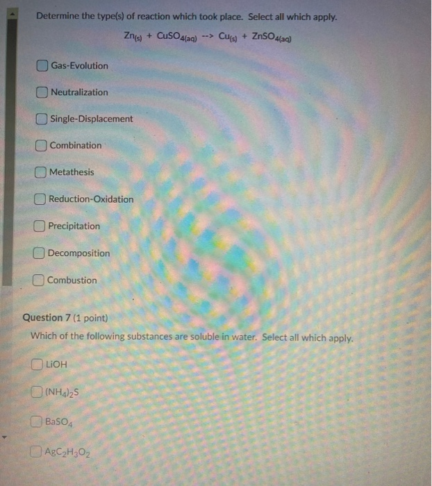 Solved Question 3 (1 point) Which of the following | Chegg.com