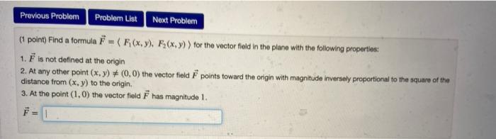 Solved Previous Problem Probler List Next Problem (1 point) | Chegg.com
