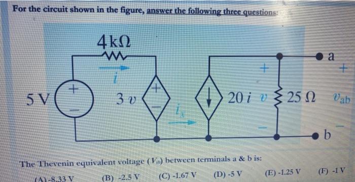 Solved For The Circuit Shown In The Figure, Answer The | Chegg.com