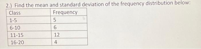 Solved 2.) Find the mean and standard deviation of the | Chegg.com