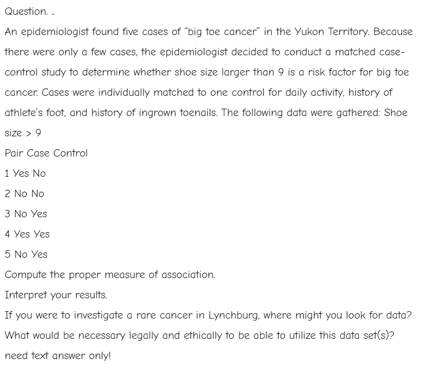 Solved Question... An epidemiologist found five cases of