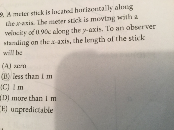 Solved 9. A meter stick is located horizontally along the