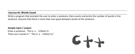 Solved Exercise #2: Words Count Write a program that prompts | Chegg.com