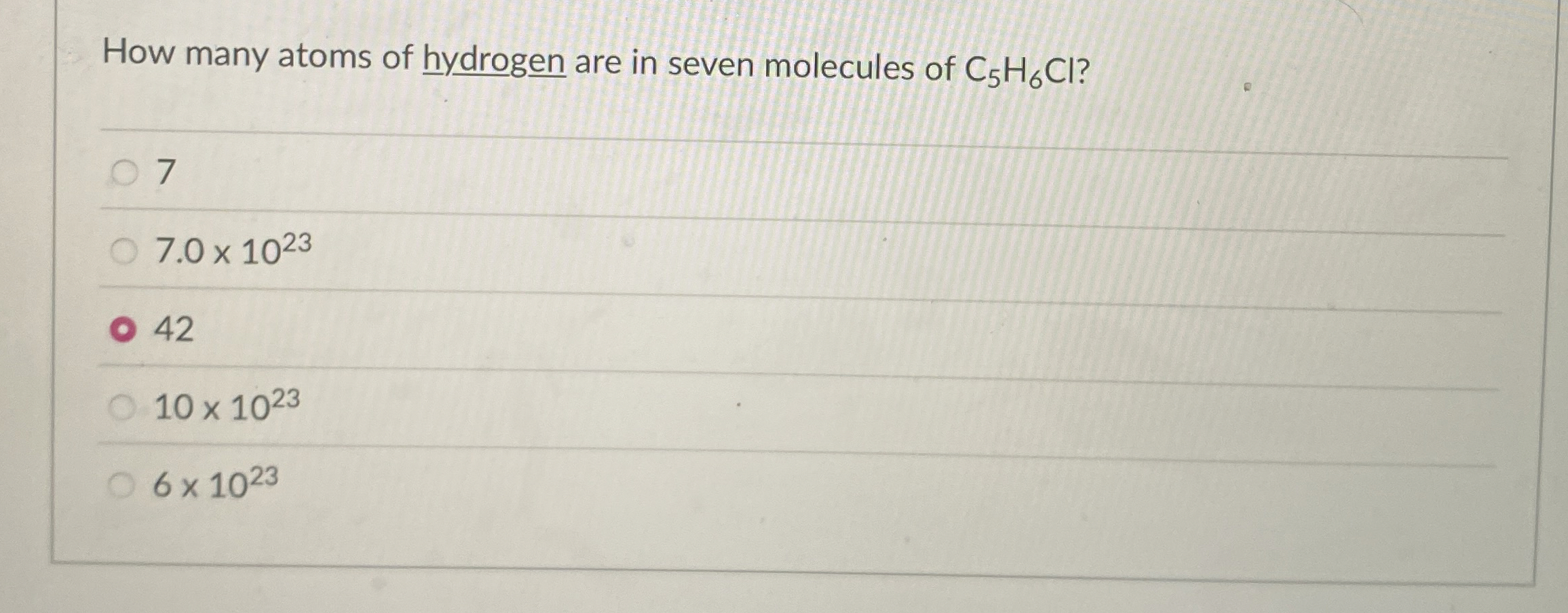 Solved How many atoms of hydrogen are in seven molecules of