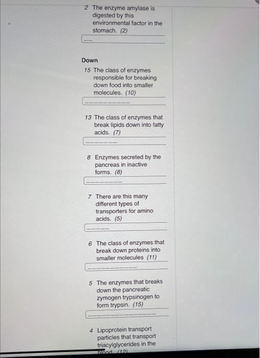 complete crossword. the number in parentheses tell