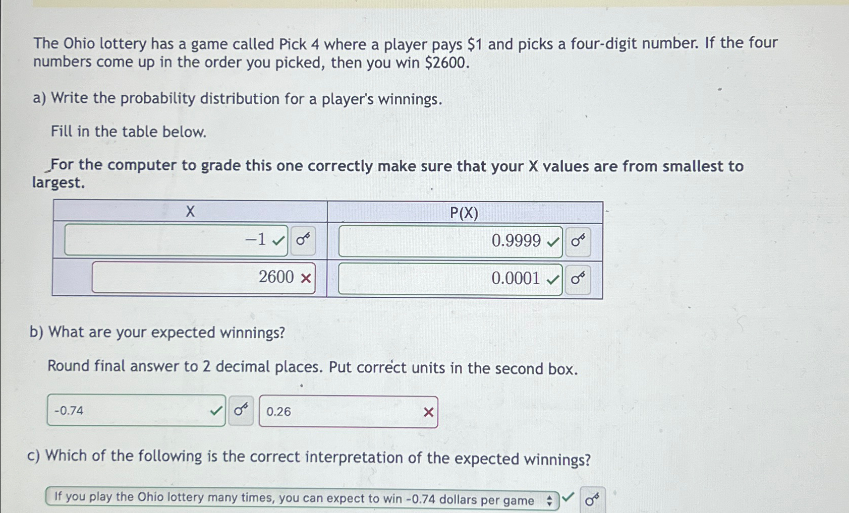 Solved The Ohio lottery has a game called Pick 4 ﻿where a | Chegg.com