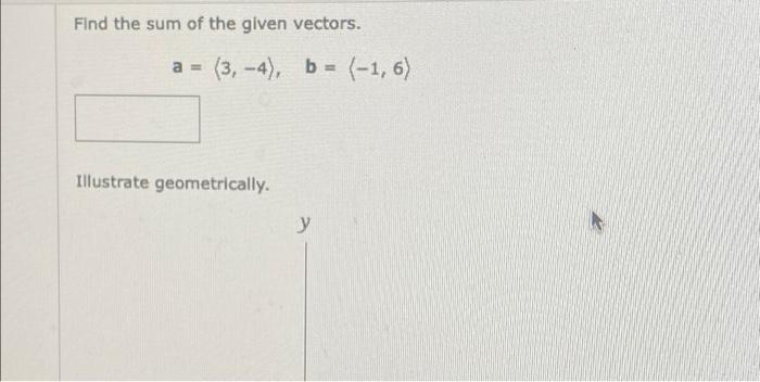 Solved Find The Sum Of The Given Vectors. A = (3, -4), B = | Chegg.com