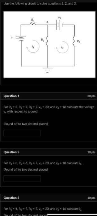 Solved Use the following circuit to solve questions 1,2 , | Chegg.com