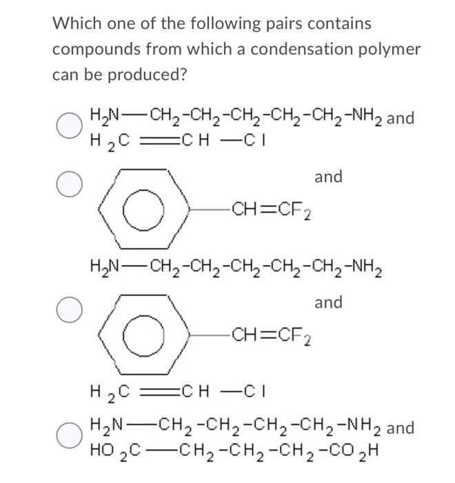 Solved Which one of the following pairs contains compounds