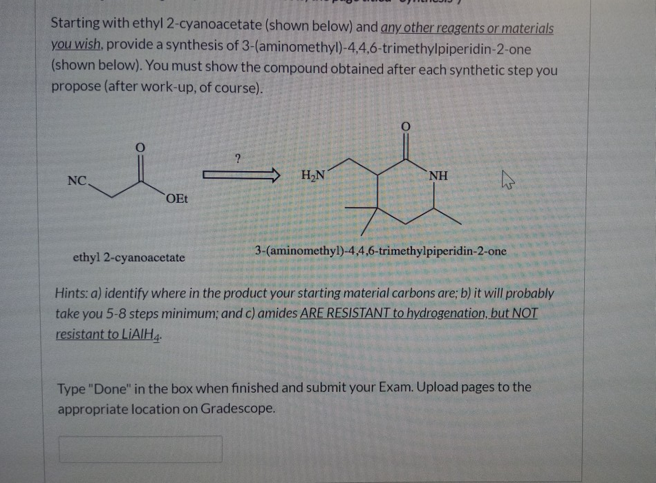 Solved Starting With Ethyl 2-cyanoacetate (shown Below) And | Chegg.com