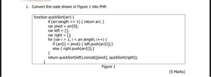 Solved 1. Convert the code shown in Figure 1 into PHP. | Chegg.com
