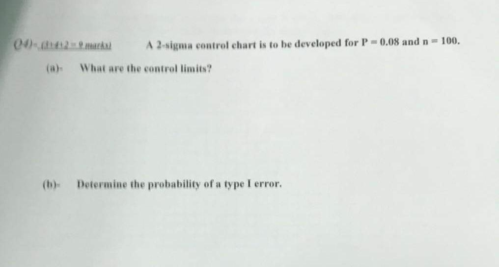 Solved 00012 mars A 2-sigma control chart is to be developed | Chegg.com