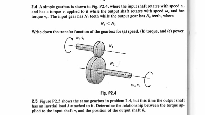 Simple Gearbox Features Solved 2.4 A simple gearbox is shown in Fig. P2.4, where the | Chegg.com