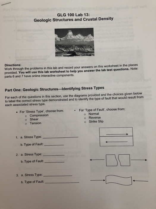 Solved GLG 100 Lab 13 Geologic Structures and Crustal