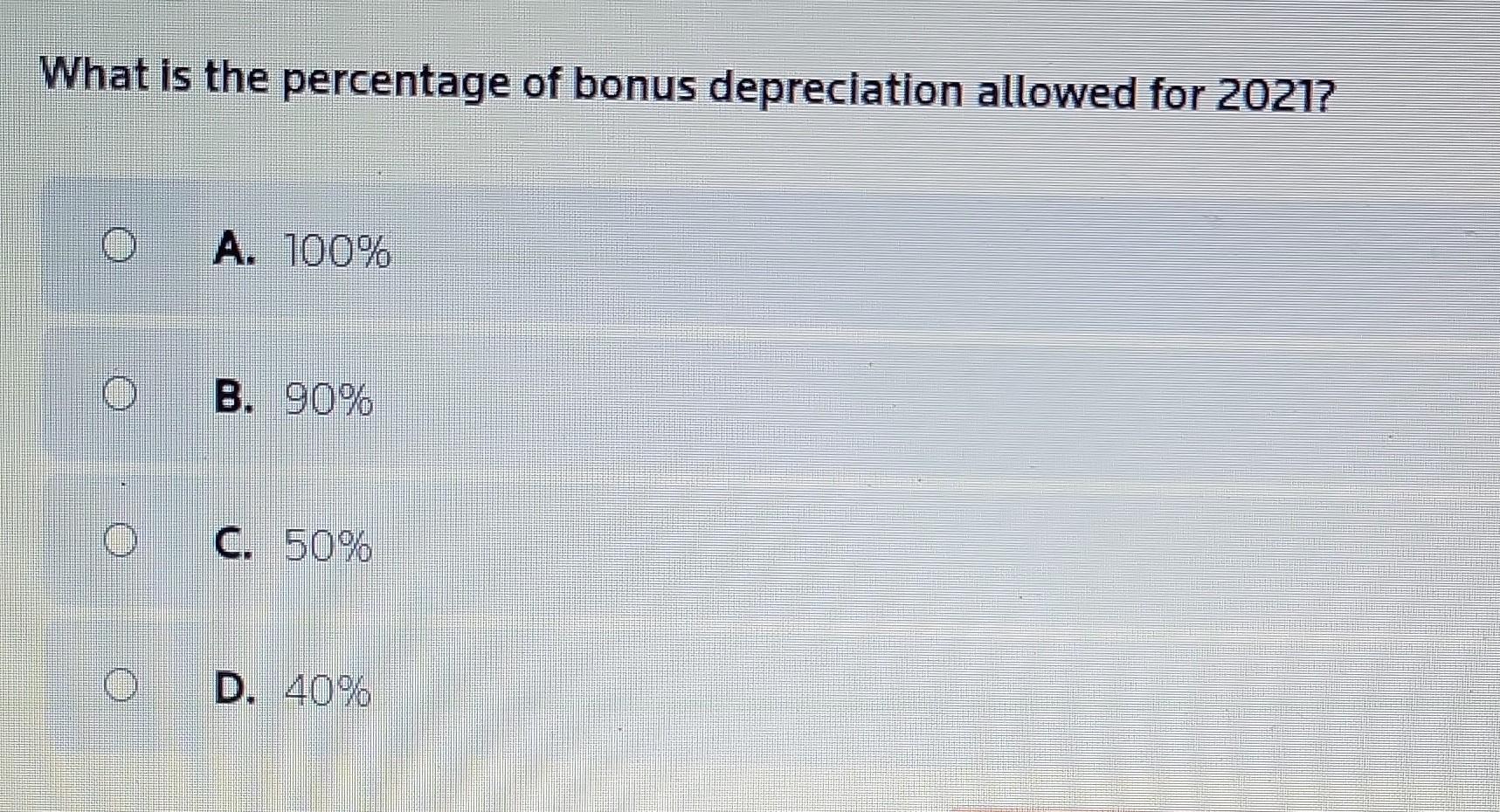 Solved What is the percentage of bonus depreciation allowed
