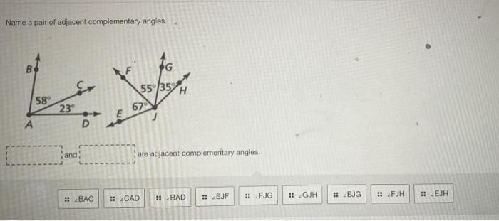 adjacent complementary angles