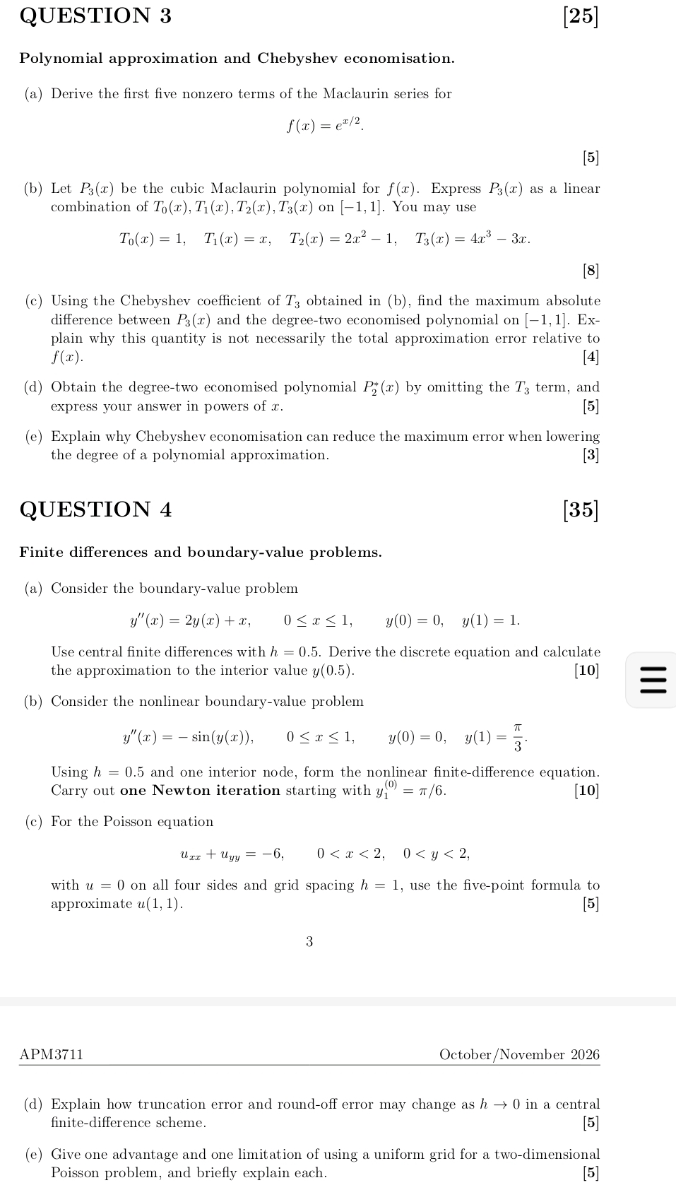 Solved [25]QUESTION 3Polynomial approximation and Chebyshev | Chegg.com