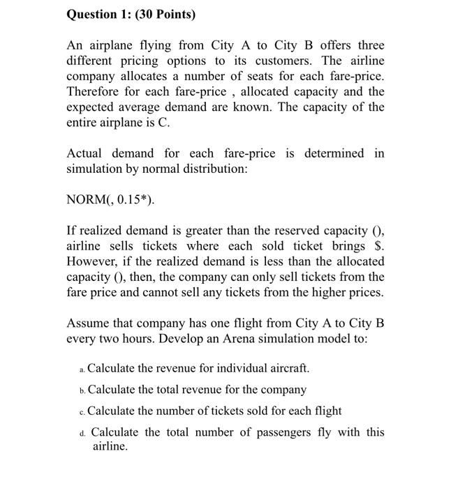 Solved Question 1: (30 Points) An airplane flying from City | Chegg.com