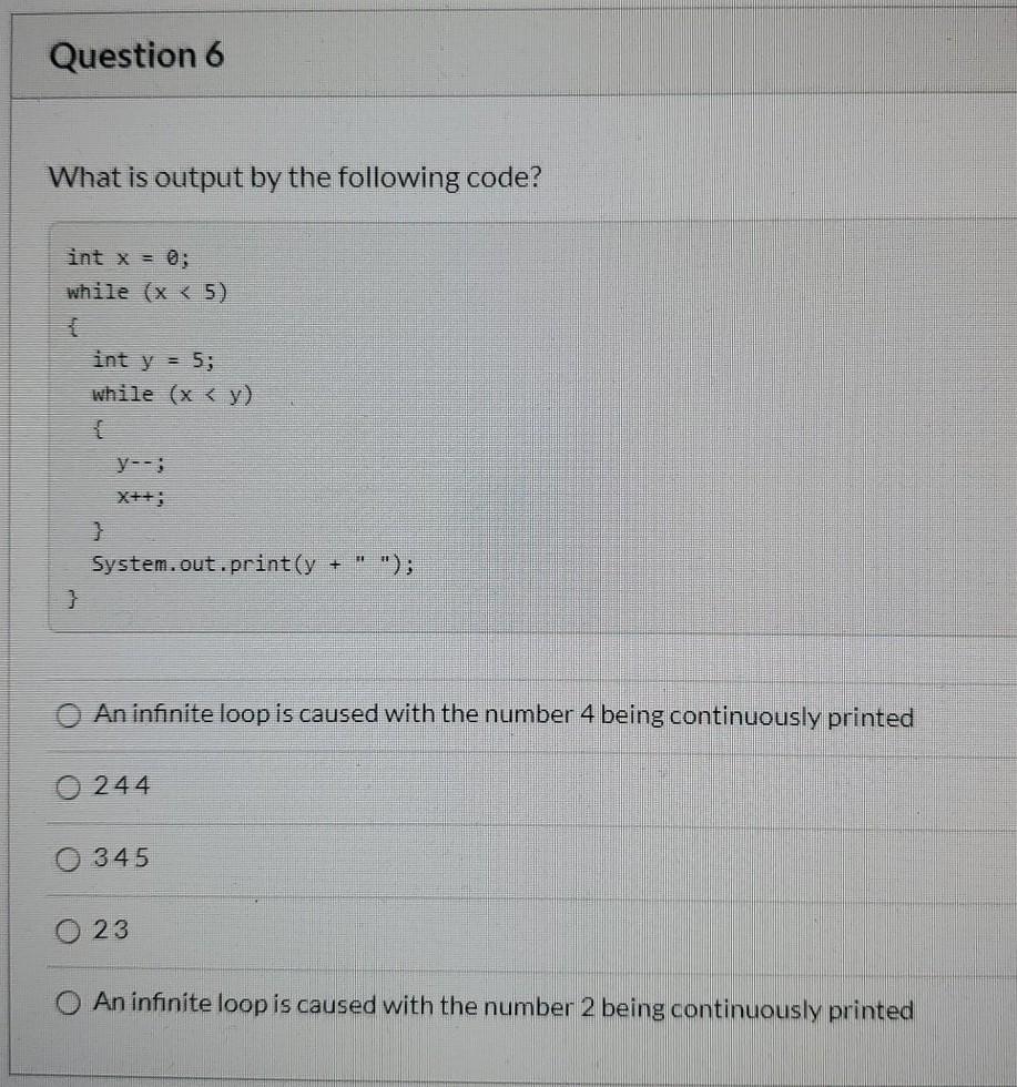 Solved Question 1 What is output by the following code? int | Chegg.com