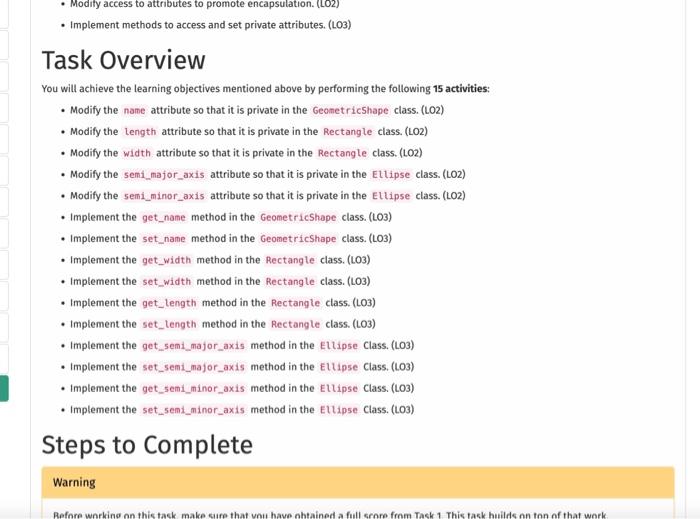 Solved Task Overview You will achieve the learning | Chegg.com