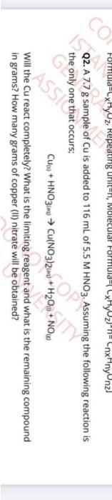 Solved Formula-LxHyUz, Repeating Unter, Molecular | Chegg.com