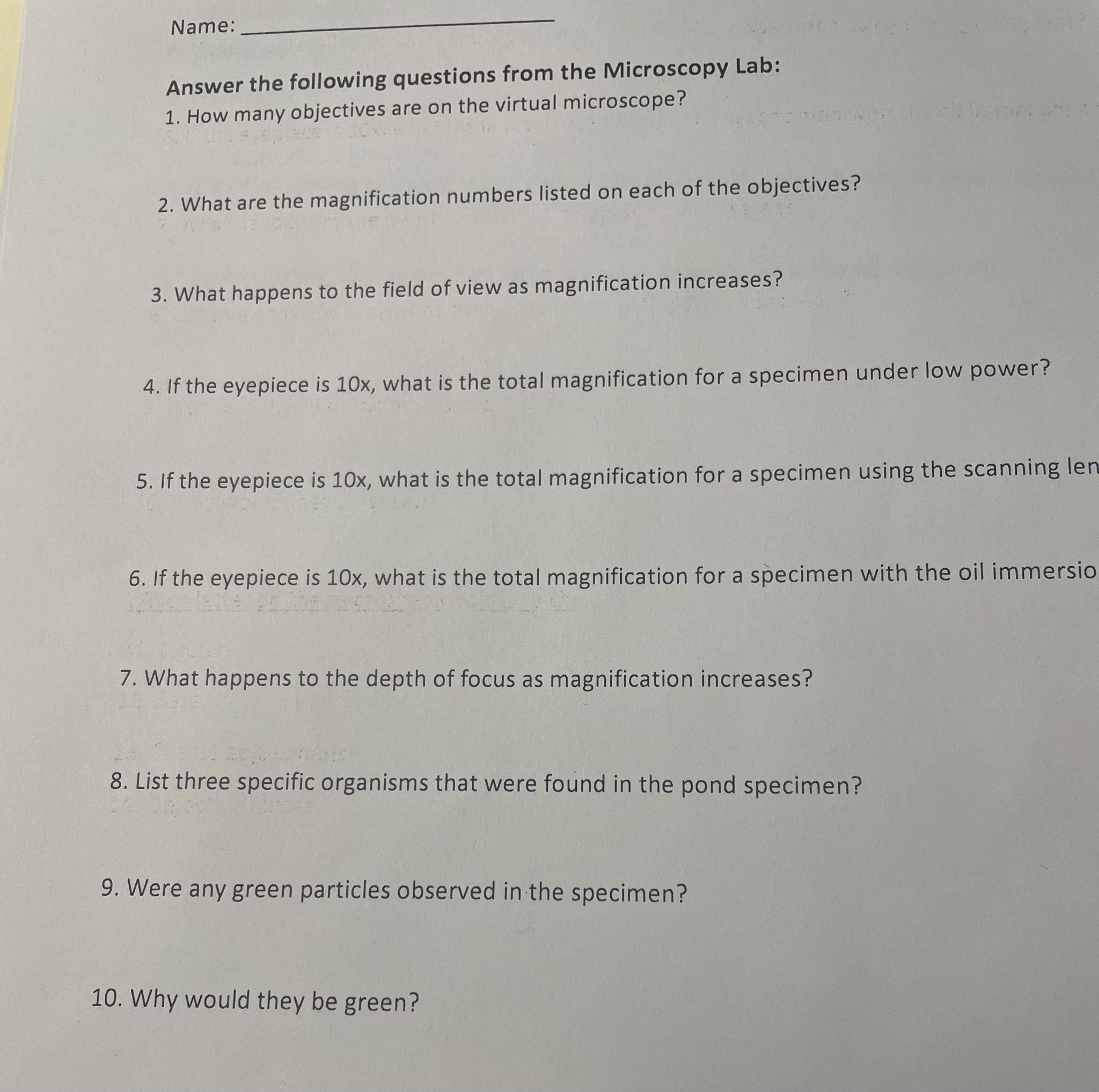 Solved Name:Answer the following questions from the | Chegg.com