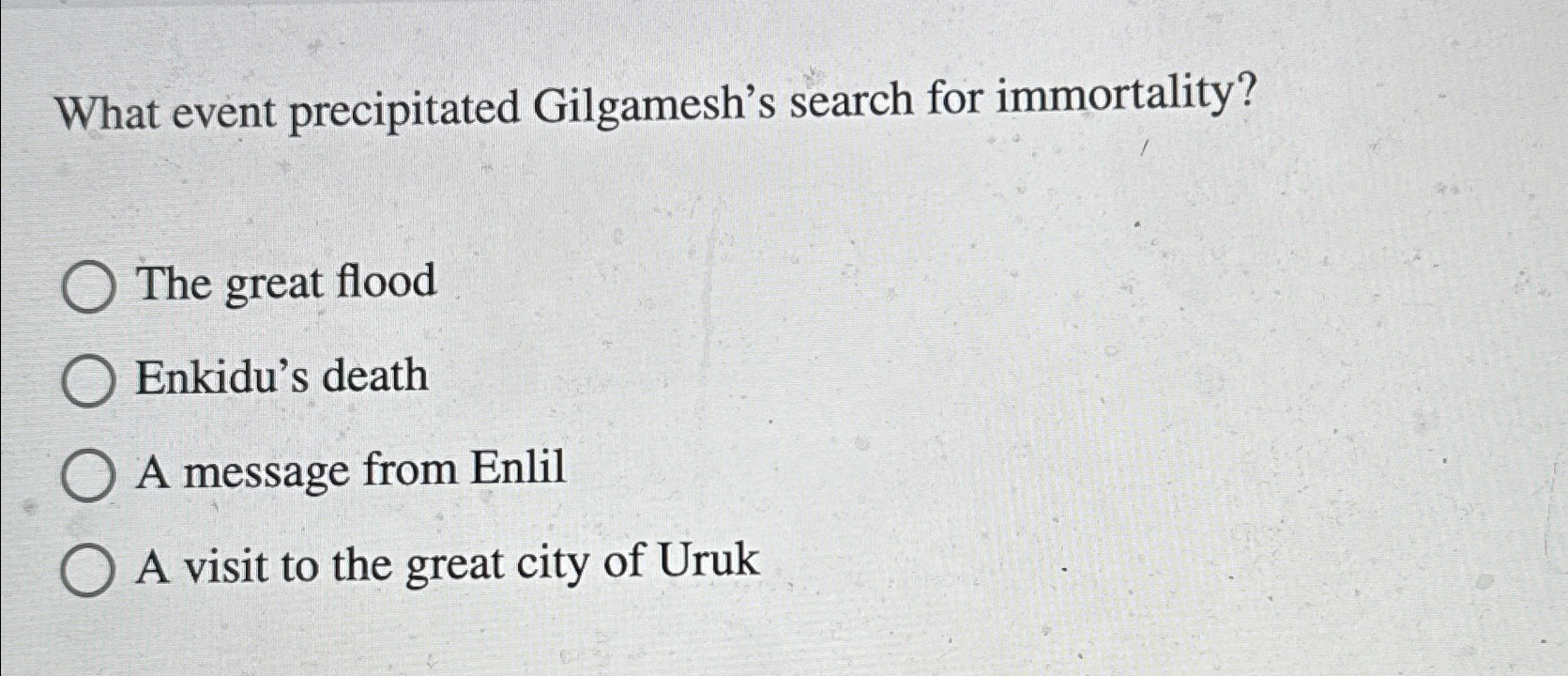 Solved What event precipitated Gilgamesh's search for | Chegg.com