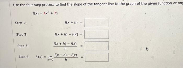 Solved Use the four-step process to find the slope of the | Chegg.com
