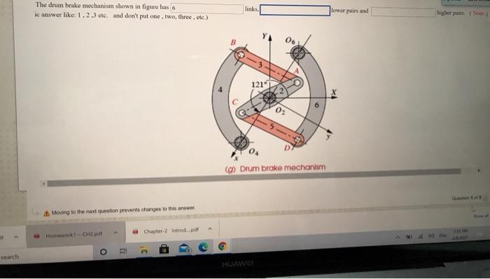 Solved The drum brake mechanism shown in figure has 6 ic | Chegg.com