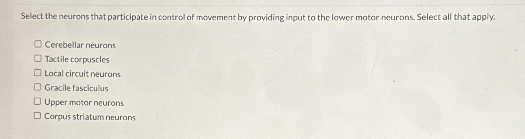 Solved Select the neurons that participate in control of | Chegg.com