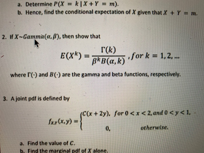 Solved A Determine P X K1x Y M B Hence Find Th Chegg Com