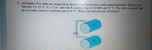 Solved 7. (10 Points) Two tanks are connected as shown in | Chegg.com
