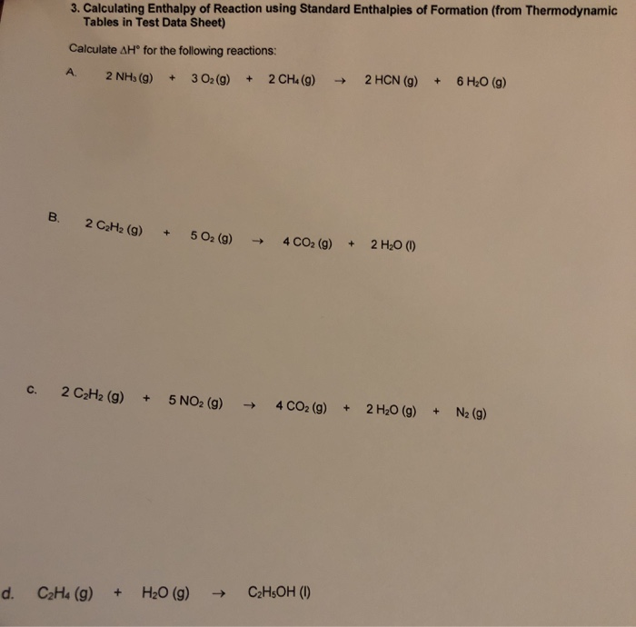 Solved: 3. Calculating Enthalpy Of Reaction Using Standard... | Chegg.com