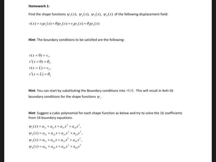Solved Find the shape functions ψ1(x),ψ2(x),ψ3(x),ψ4(x) of | Chegg.com