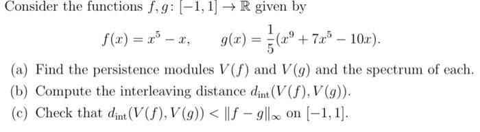 Solved Consider the functions f,g:[−1,1]→R given by | Chegg.com