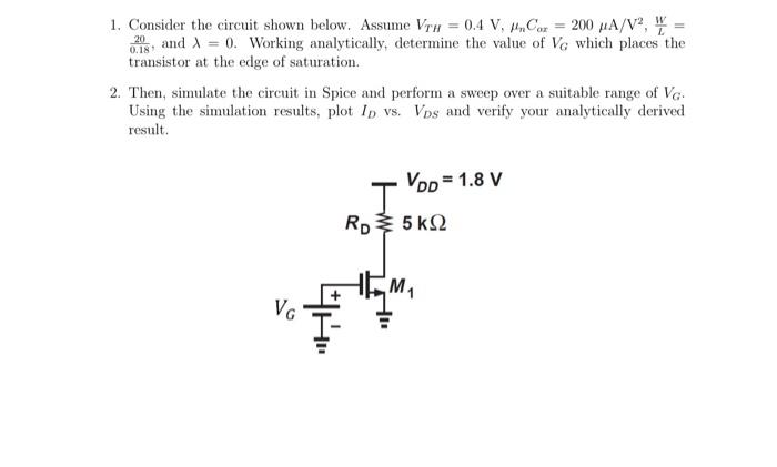 Solved Problem 1. Consider the circuit shown below. Assume | Chegg.com