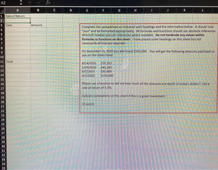 Solved Complete this spreadsheet as indicated. It should | Chegg.com