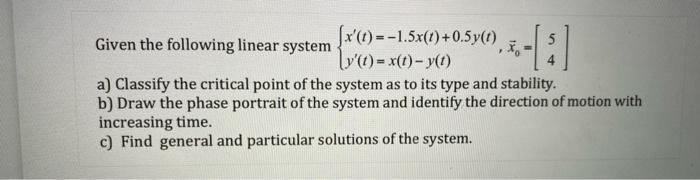 Solved ( :) F Given the following linear system | Chegg.com