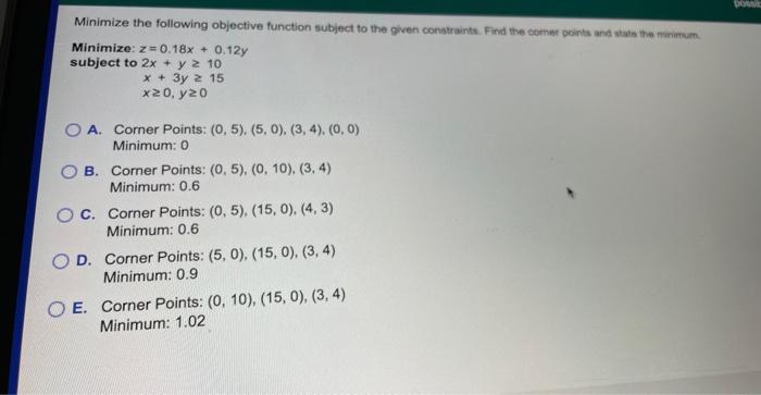 Solved Minimize the following objective function subject to | Chegg.com