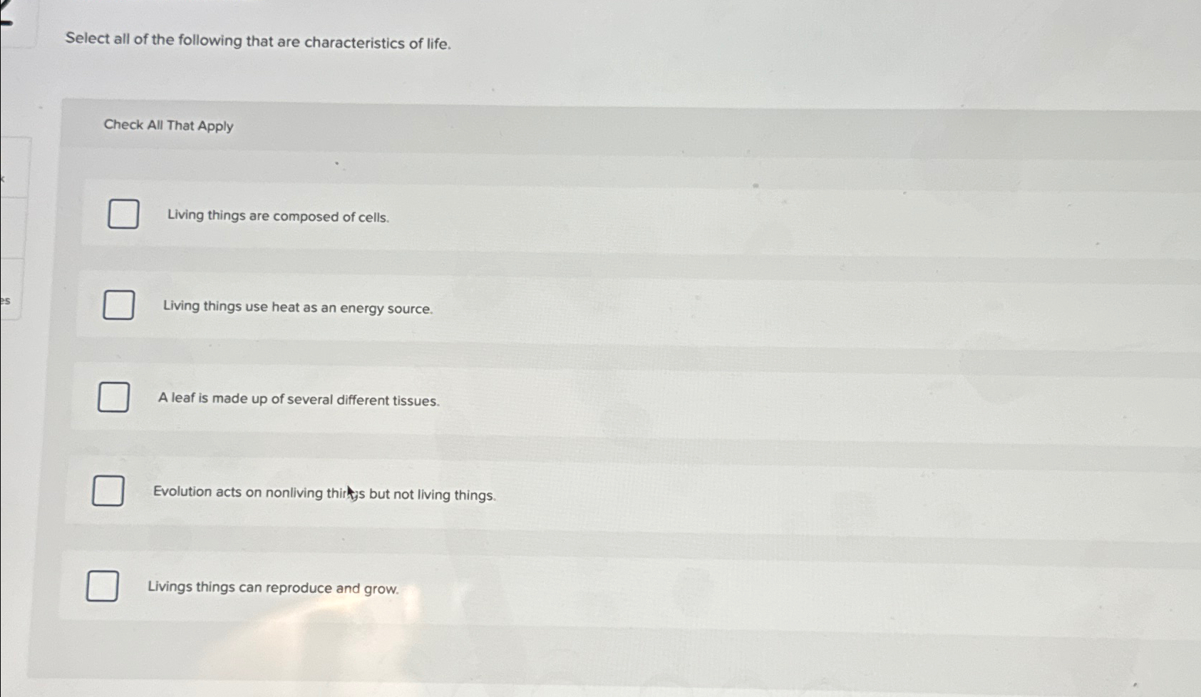 Select all of the following that are characteristics | Chegg.com